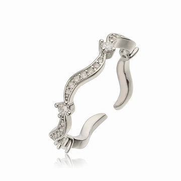 White Gold Color White Diamond Wave Ring
