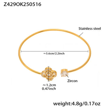 Z429-Gold 5A Zircon Hollow Flower Bracelet