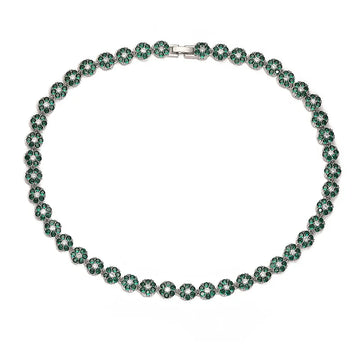 White Gold Color Green Diamond Necklace