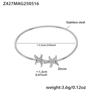 Z427-Steel 5A Zircon Double Starfish Bracelet