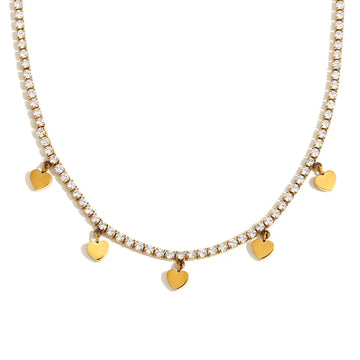 Loving Heart Zircon Necklace-Gold