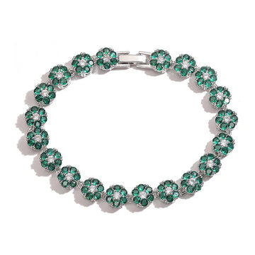 White Gold Color Green Diamond Bracelet