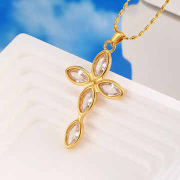 Diamond White Diamond Cross Necklace