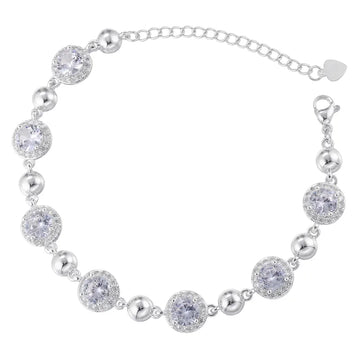 Vl632 White Gold Color White Diamond round Beads Stitching Bracelet