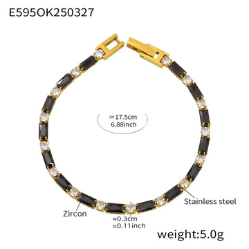 E595-Black Zircon Bracelet 17.5cm