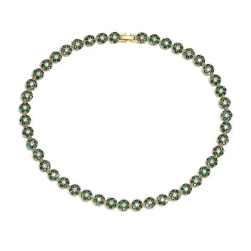 Gold Green Diamond Necklace