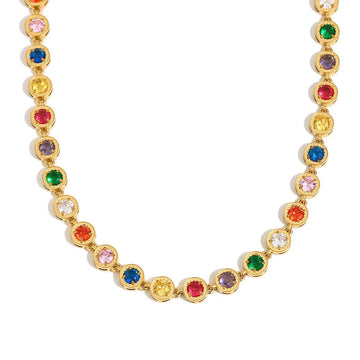 Color Zirconium Necklace-Gold Color