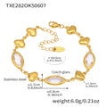  Txe282-Gold White Glass Stone Bracelet 16 5cm