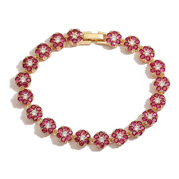 Gold Rose Red Diamond Bracelet
