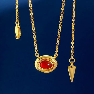 Gold Red Agate Necklace
