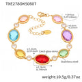  Txe278-Gold Mixed Colored Glass Stone Bracelet 16 5cm