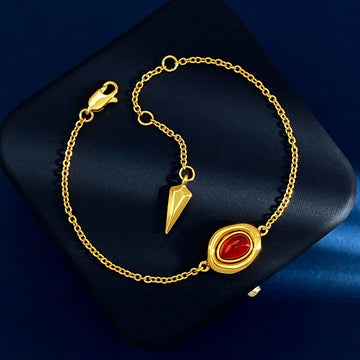 Gold Red Agate Bracelet