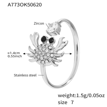A773-Steel Color Crab 5A Zircon Ring