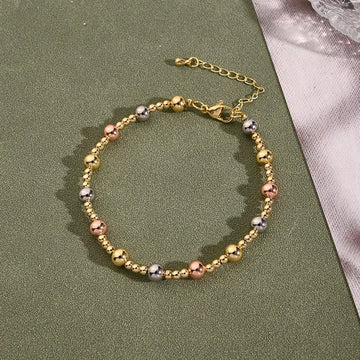 6mm Ball Bracelet (Gold & White Gold Color & Rose Gold)【String Length: 200+50mm】