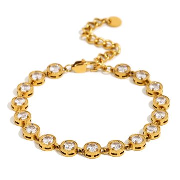 White Zirconium Bracelet-Gold