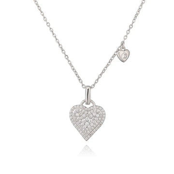 White Gold Color White Diamond Love Necklace
