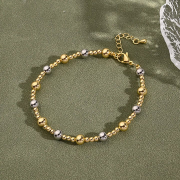 6mm Ball Bracelet (Gold & White Gold Color)【String Length: 200+50mm】
