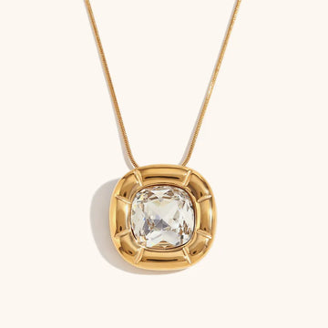 Necklace-Golden-White Zirconium