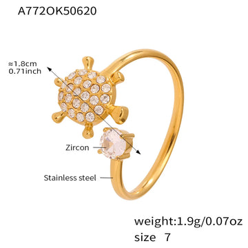A772-Gold Turtle 5A Zircon Ring
