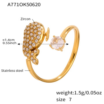 A771-Gold Dolphin 5A Zircon Ring