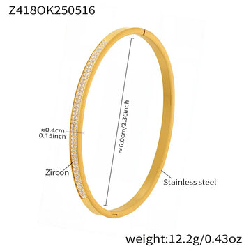 Z418-Gold 5A Zircon Double Row Full Diamond Bracelet