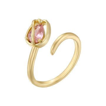 Gold Pink Diamond Flower Core Ring