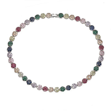 White Gold Color Colorful Crystals Necklace