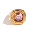  Flower Zircon Ring-Gold Powder-6