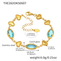  Txe282-Gold Blue Glass Stone Bracelet 16 5cm