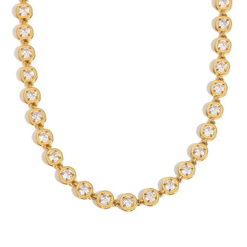 White Zirconium Necklace-Gold White