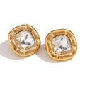  Ear Studs-Golden-White Zirconium
