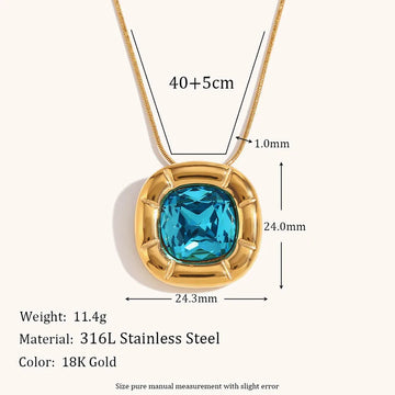 Necklace-Golden-Blue Zirconium