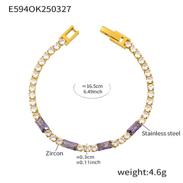E594-Purple Zircon Bracelet 16.5cm