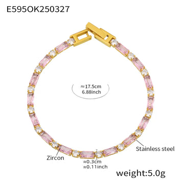E595-Pink Zircon Bracelet 17.5cm