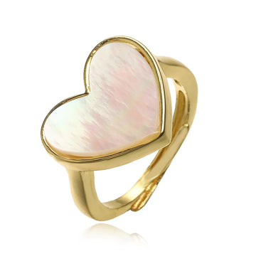 Golden White Love Heart-Shaped Ring