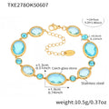  Txe278-Gold Blue Glass Stone Bracelet 16 5cm