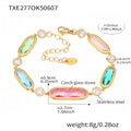  Txe277-Gold Mixed Colored Glass Stone Bracelet 16 5cm