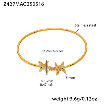 Z427-Gold 5A Zircon Double Starfish Bracelet