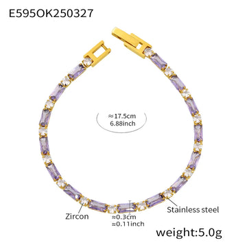 E595-Purple Zircon Bracelet 17.5cm