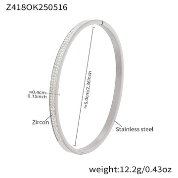Z418-Steel 5A Zircon Double Row Full Diamond Bracelet