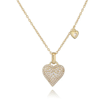 Gold White Diamond Heart Necklace