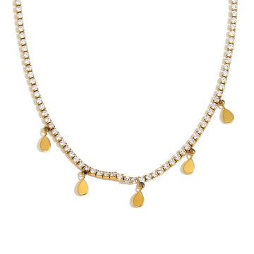 Water Drop Zircon Necklace-Gold