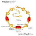  Txe282-Gold Red Glass Stone Bracelet 16 5cm