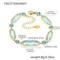  Txe277-Gold Blue Glass Stone Bracelet 16 5cm
