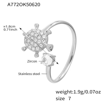 A772-Steel Turtle 5A Zircon Ring