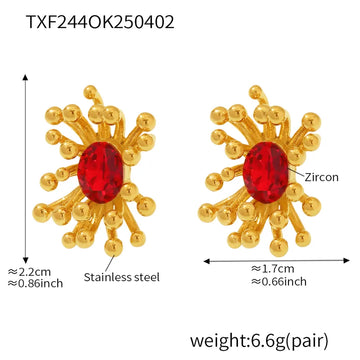Txf244-Jacinth Flower Earrings