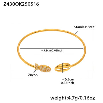 Z430-Gold 5A Zircon Small Fish Shell Bracelet