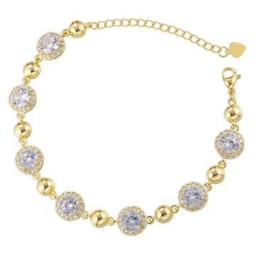 Vl632 Gold White Diamond round Beads Stitching Bracelet