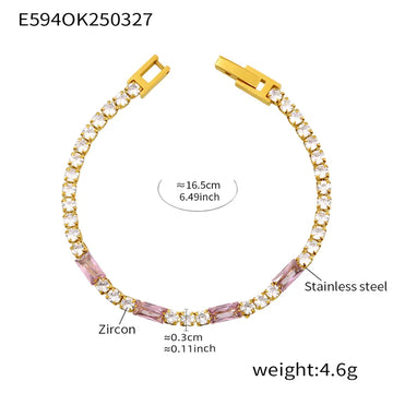 E594-Pink Zircon Bracelet 16.5cm