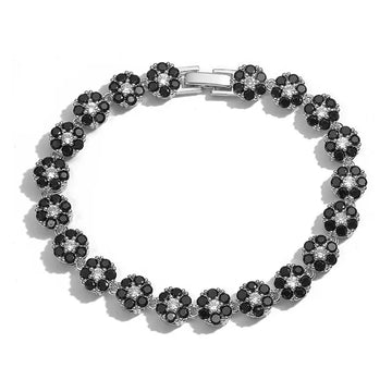 White Gold Color Black Diamond Bracelet